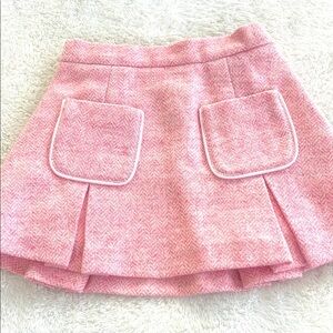 Oscar De La Renta Girls Sz 5 Mini Me Designer Pink Herringbone Wool Mini Skirt